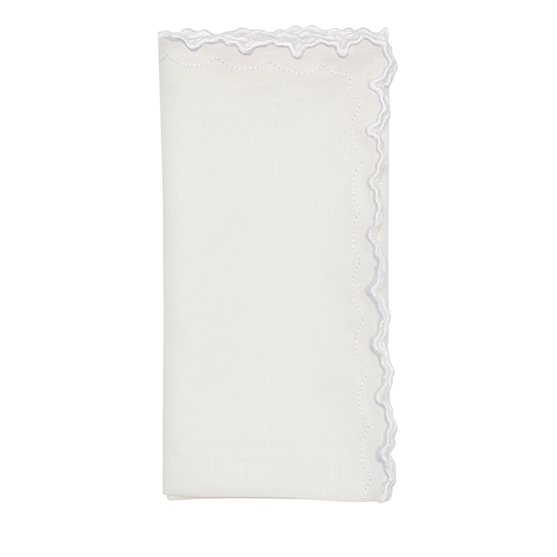Kim Seybert Arches Embroidered Linen Napkin In White