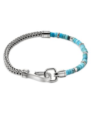 Sterling Silver Heishi Treated Turquoise Beaded Flex Bracelet
