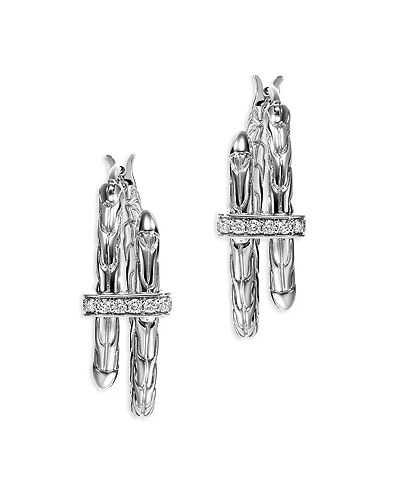 John Hardy Sterling Silver Diamond Spear Small Hoop Earrings