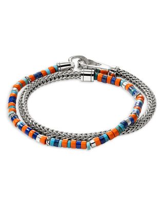 Sterling Silver Heishi Mixed Stone Beaded Double Wrap Bracelet