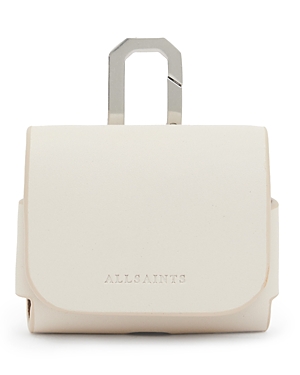 Shop Allsaints Leather Airpods Case In Desert White