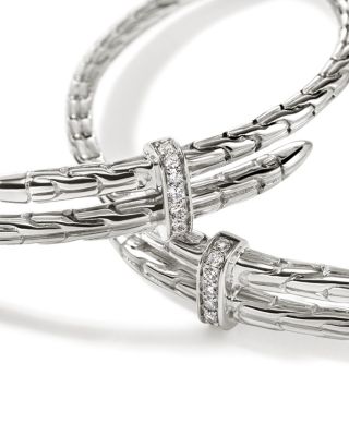 Sterling Silver Diamond Spear Large Hoop Earrings