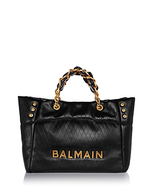 Shop Balmain 1945 Soft Cabas Embossed Leather Tote In Black/gold