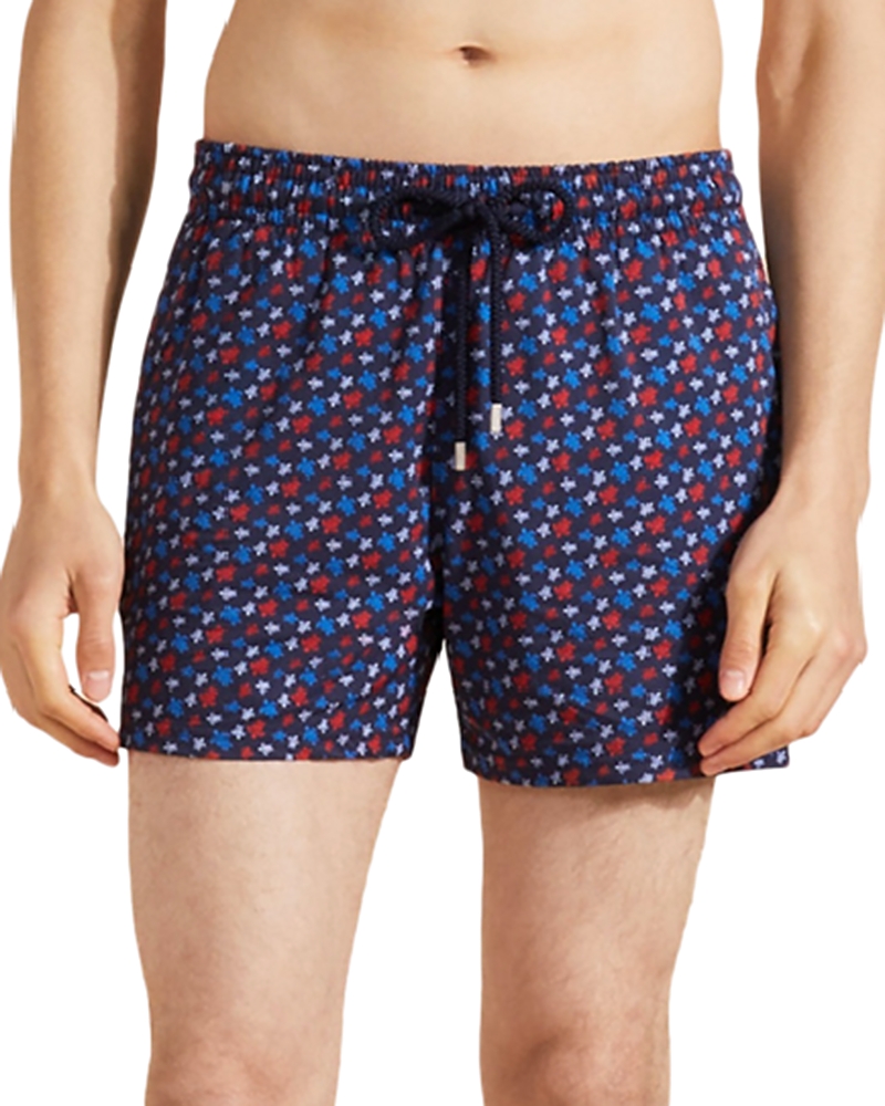 Vilebrequin Moorea Micro Turtle Stretch Swim Trunks In Navy