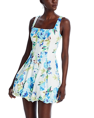 Shop Aqua Floral Print Bubble Hem Dress - 100% Exclusive In Multi