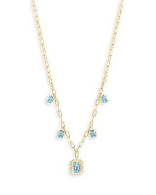 Bloomingdale's Fine Collection - Sky Blue Topaz & Diamond Dangle Pendant Necklace in 14K Yellow Gold, 18"