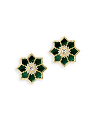 Bloomingdale's Fine Collection - Malachite & Diamond Starburst Earrings in 14K Yellow Gold