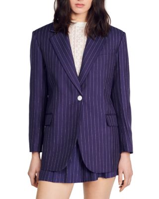 Sandro Pinstripe One Button Blazer