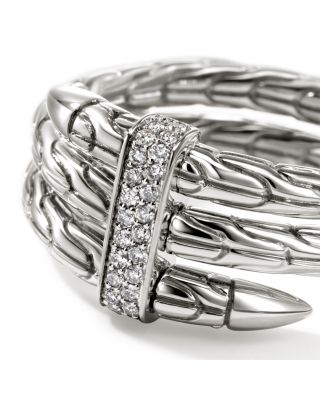 Sterling Silver Spear Diamond Coil Ring