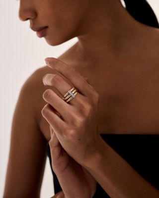 14K Yellow Gold Spear Diamond Coil Ring