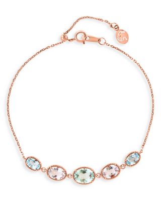 Bloomingdale's Fine Collection - Prasiolite, Blue Topaz, & Morganite Bezel Station Bracelet in 14K Rose Gold