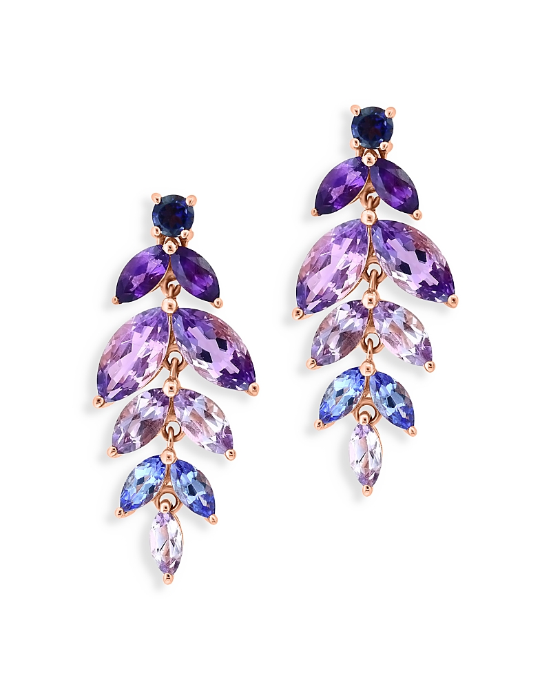 Bloomingdale's Fine Collection Multi Gemstone Leaf Drop Earrings in 14K Rose Gold