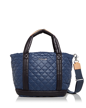 Mz Wallace Empire Small Quilted Tote Bag In Navy/black/silver