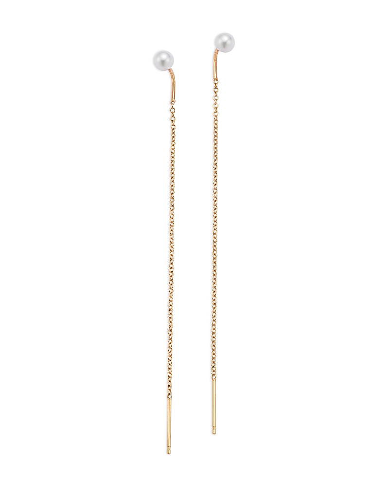 Zoe Chicco 14K Yellow Gold Cultured Freshwater Pearl Long Chain Threader Earrings