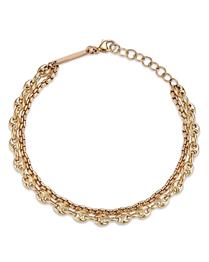 Zoe Chicco 14K Yellow Heavy Metal Gold Mariner & Box Link Double Chain Bracelet Zoe Chicco 14K Yellow Heavy Metal Gold Mariner & Box Link Double Chain Bracelet