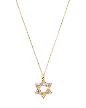 Nina Gilin 14K Yellow Gold Star of David Diamond Pendant Necklace, 16 + 2 extender