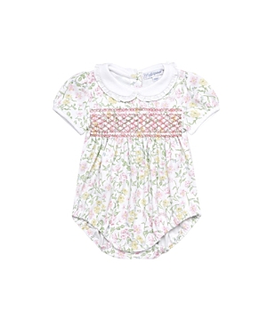Nellapima Girls' Pink Heart Print Smocked Bubble - Baby In Berry Wildflowers