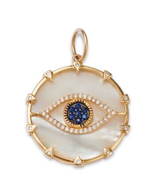 Nina Gilin 14K Yellow Gold Mother of Pearl Eye of Protection Diamond Sapphire Pendant Bloomingdale s
