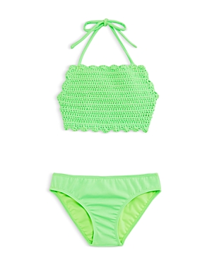 Peixoto Girls' Amerie Crochet 2 Pc Swimsuit Set - Big Kid In Disco Lime