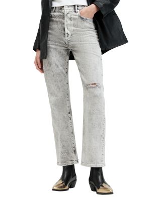 ALLSAINTS - Edie High Rise Ankle Straight Jeans in Snow Grey