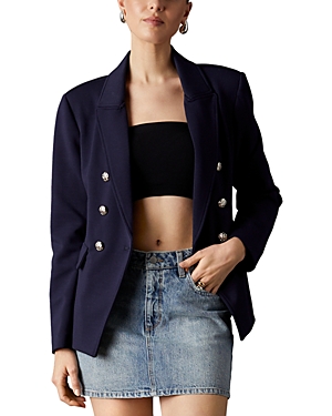 Shop Blue Revival Helen Blazer With Removable Hoodie Insert In Navy & Grey