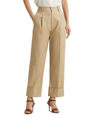 Ralph Lauren Women's Double Faced Stretch Cotton Ankle Pants White