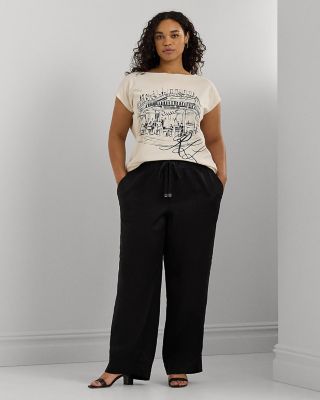 Plus Wide Leg Linen Pants