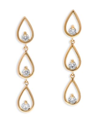 Diamond Teardrop Linear Earrings in 14K Yellow Gold, 0.60 ct. t. w.