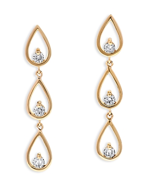 Diamond Teardrop Linear Earrings in 14K Yellow Gold, 0.60 ct. t.w.