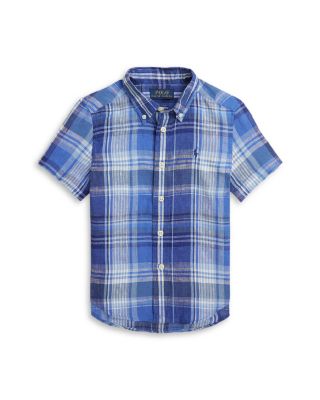 Ralph Lauren - Boys' Linen Plaid Short Sleeve Shirt - Little Kid