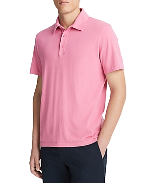 Shop Vince Cotton Knit Polo Shirt In Washed Pink