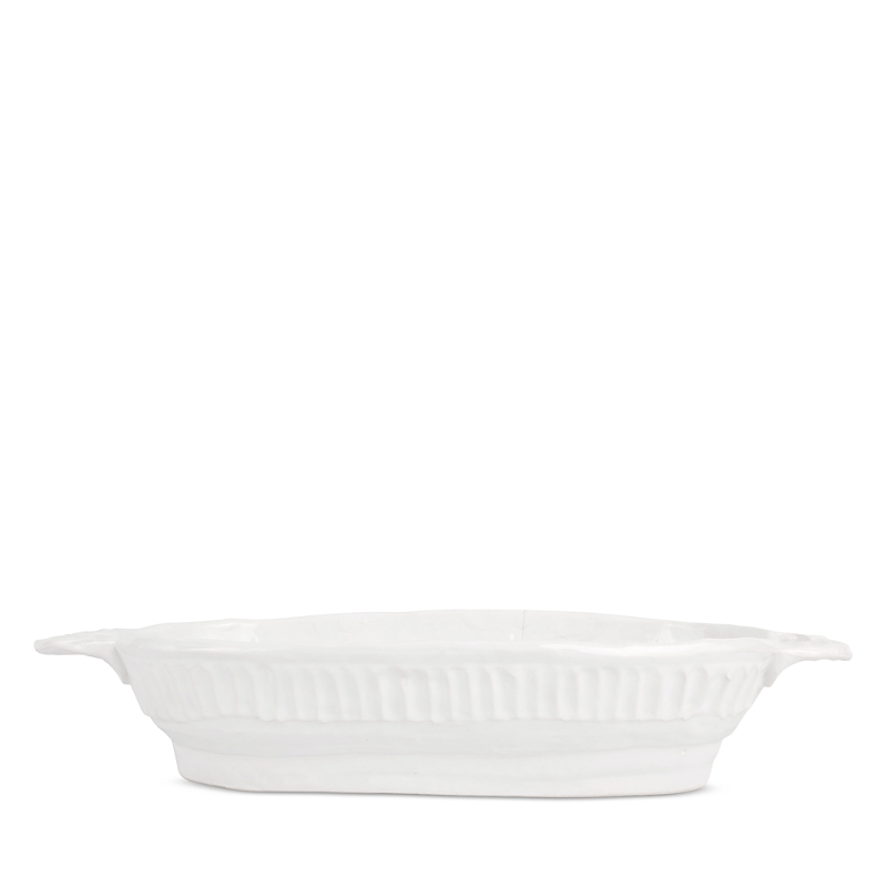 Vietri Pietra Serena Handled Oval Bowl In White