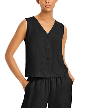 Shop Eileen Fisher Linen Vest In Black