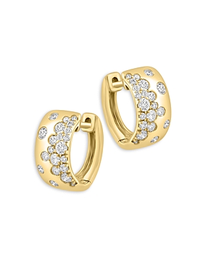Diamond Scattered Cluster Huggie Hoop Earrings in 14K Yellow Gold, 0.5 ct. t.w.