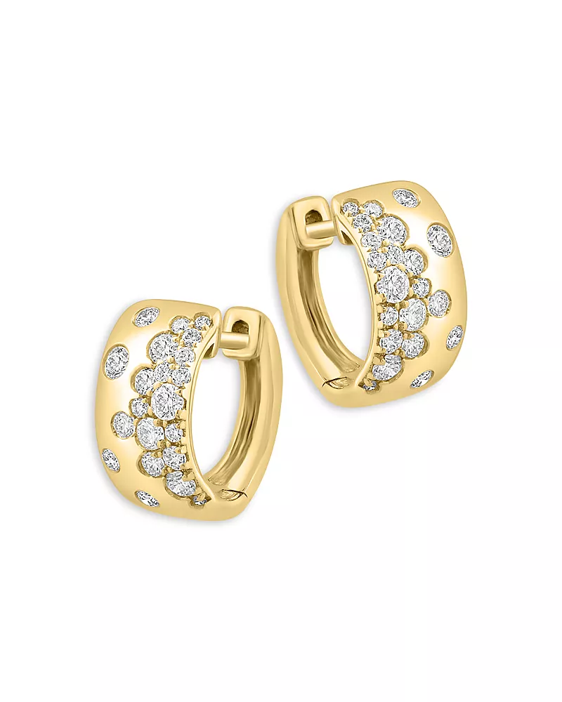 Bloomingdale's Fine Collection Scattered Diamond Huggie Hoop Earrings in 14K Yellow Gold, 0.5 tcw