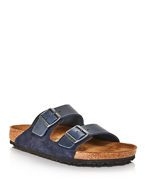 Shop Birkenstock Men's Arizona Slide Sandals In Dark Blue