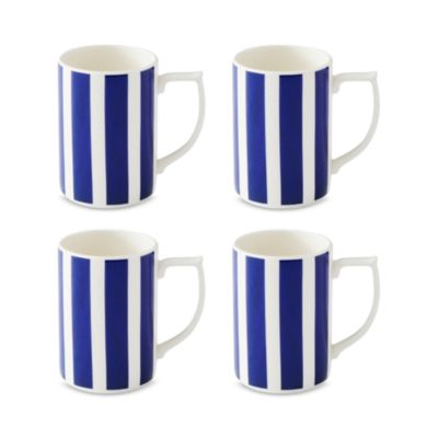 Spode Blue Italian Steccato Bold Stripe Mugs, Set of 4