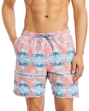 Faherty Shorelite Printed Drawstring 7 Swim Trunks In Water Star