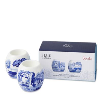 Blue Italian Tealight Holders, Set of 2