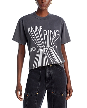 Shop Anine Bing Colby Short Sleeve Graphic Tee In Washed Black