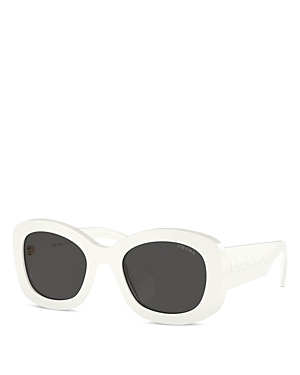Shop Prada Oval Sunglasses, 55mm In White/gray Solid