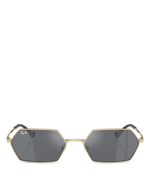 Shop Ray Ban Ray-ban Yevi Rectangular Sunglasses, 58mm In Gold/gray Solid