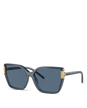 Shop Tory Burch Flat Eleanor Square Sunglasses, 58mm In Blue/blue Solid