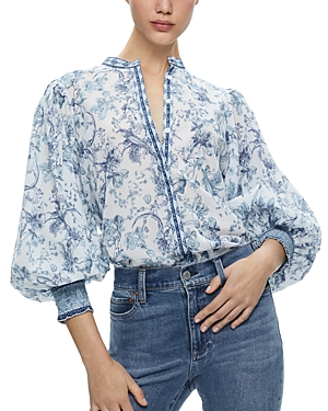 Shop Alice And Olivia Blouson Sleeve Top In Je L'ador