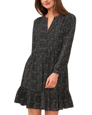 VINCE CAMUTO - Split Neck Long Sleeve Dress