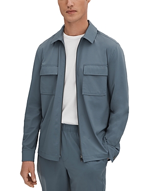 Shop Reiss Hylo Nylon Blend Full Zip Shirt Jacket In Steel Blue