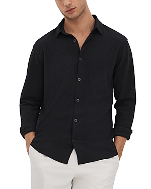 Shop Reiss Corsica Textured Regular Fit Button Down Shirt In Navy