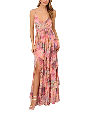 Printed Mesh Gown