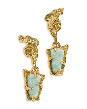 Alexis Bittar Amazonite Small Drop Earrings In Blue/gold