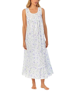 Eileen West Ballet Sleeveless Long Nightgown In Lilac Floral